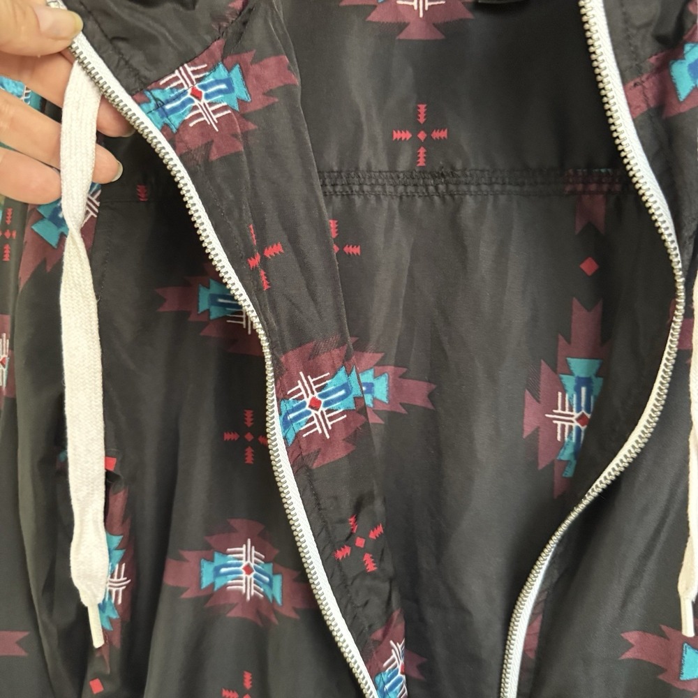 Empyre Windbreaker Aztec Hoodie Womens L Jacket Southwestern Zip Black Hoodie - Picture 8 of 14